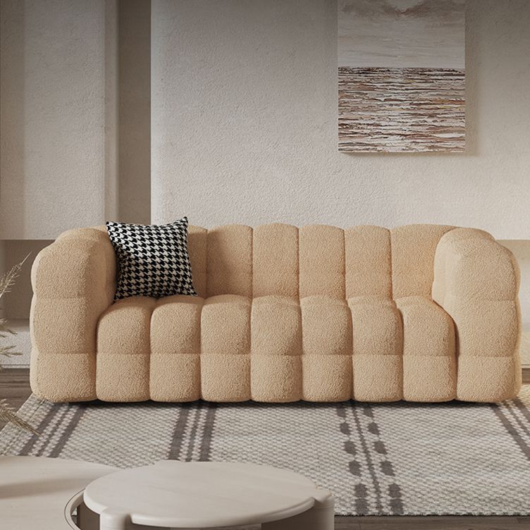 Scandinavian Sofa Beige Living Room Tuxedo Arm Standard Tufted Settee