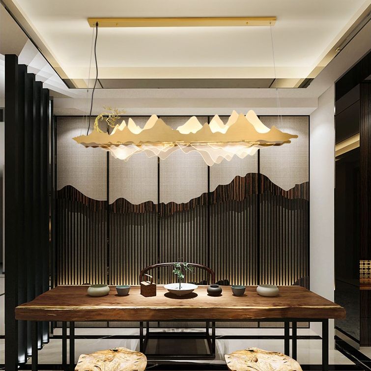 Idee per illuminazione dell'isola a led in metallo moderno lampada lampadario lineare per sala riunioni