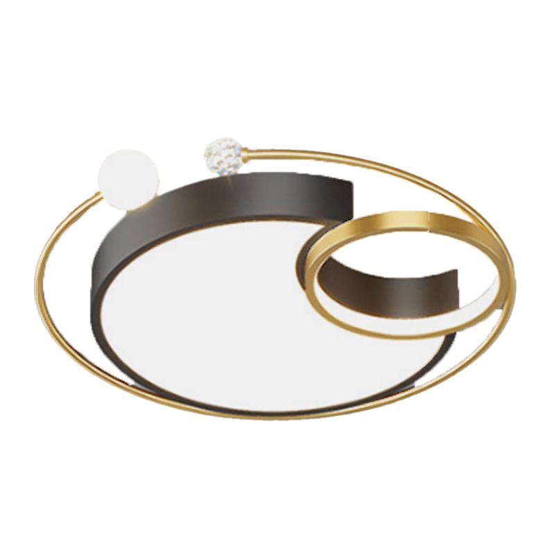Geometric Flush Mount Fixture Contemporary Metal Ceiling Light in Black