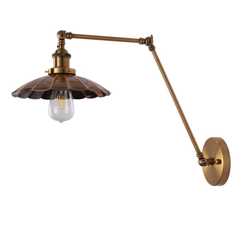 Vintage Industrial Cone Leuchte Leuchte Metall 1-Licht Wandleuchte in Messing und Weiß