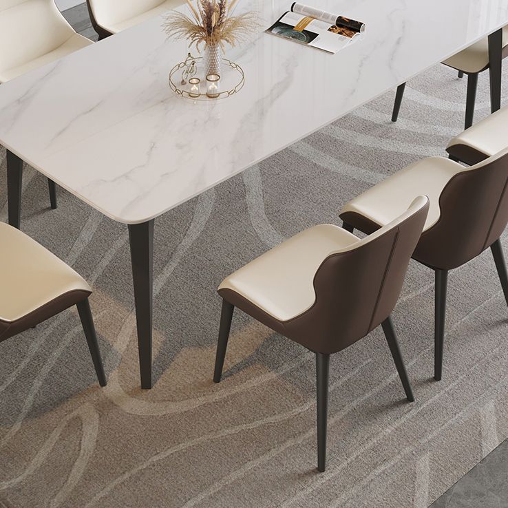 Industrial Rectangle Dining Table Sintered Stone Fixed Kitchen Table