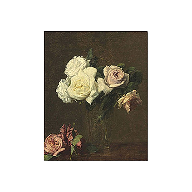 Painting Print Rose Vase Canvas Traditional Textured Wall Art in Pastel Color