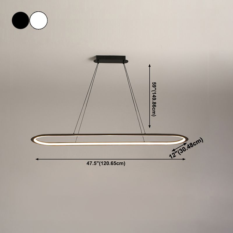 1 Light Oval Island Lights Contemporary Metal Island Lighting Ideas for Kitchen