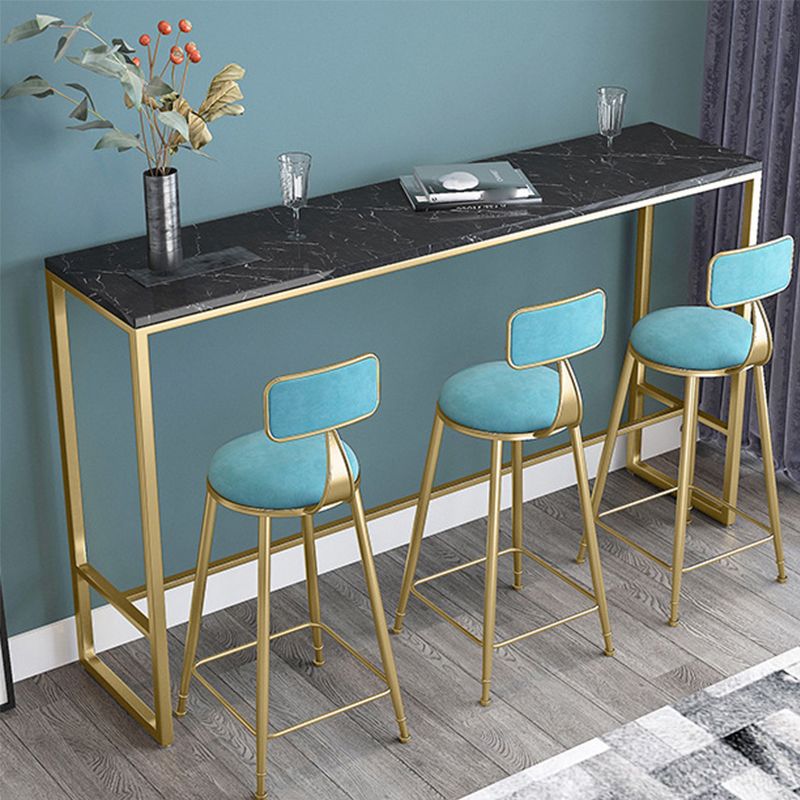 Glam Style Rectangle Bar Table Faux Marble Bar Table for Living Room