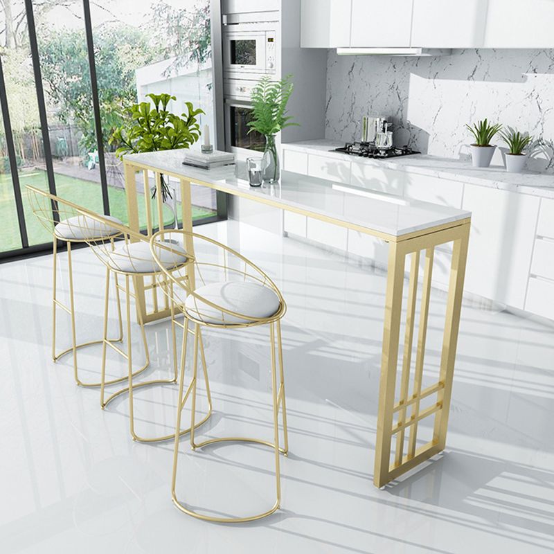 Glam Style Rectangle Bar Table Faux Marble Fixed Bar Height Table for Indoor