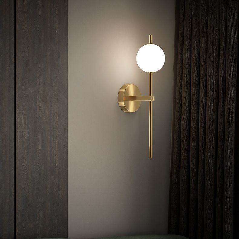 Copper Gold LED Wall Sconce in Modern Minimalist Style Globe Glass Wall Lamp for Living Room