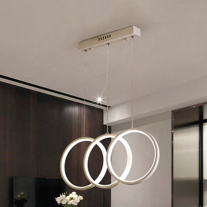 Cirkels eetkamer hangende hanglamp metaal led eenvoud plafond hanger licht in wit