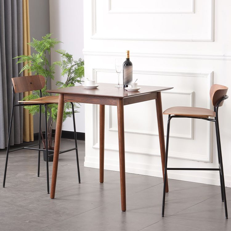 Modern Style Low Back Bar-stool Wooden Bar Stool with Metal Legs