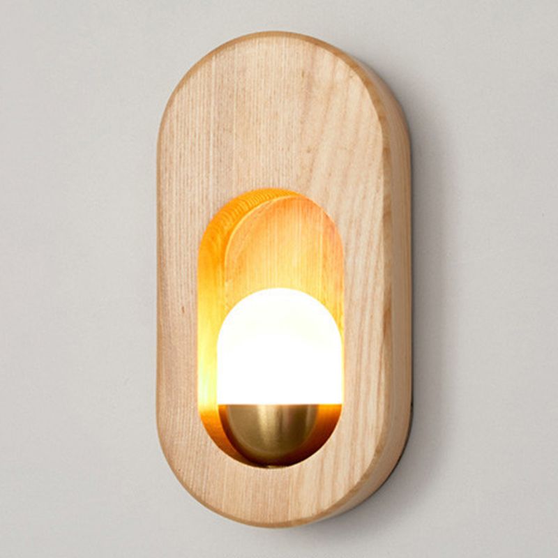 Modern Style Oval Wall Light Sconces Wood 1 Light Wall Lighting Ideas