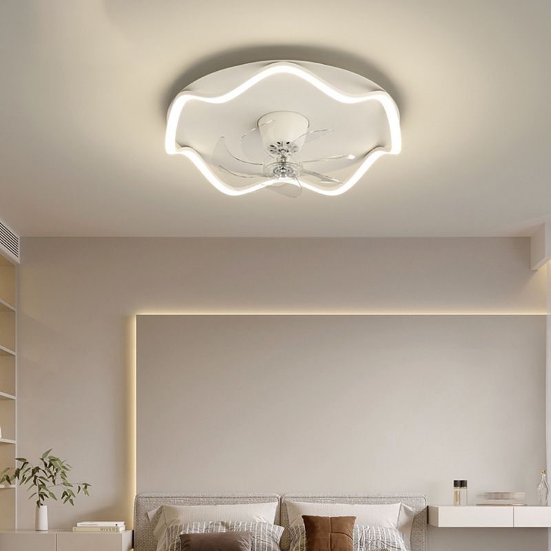 Modernism White Single Ceiling Fan Lamp LED Acrylic Ceiling Fan Light