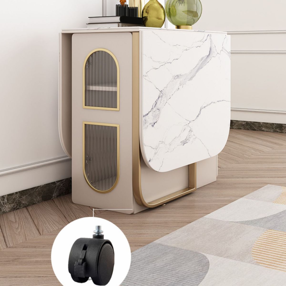 Modern Dining Set 1/3/5 Pcs Folding Table with Dining Upholstered Chairs