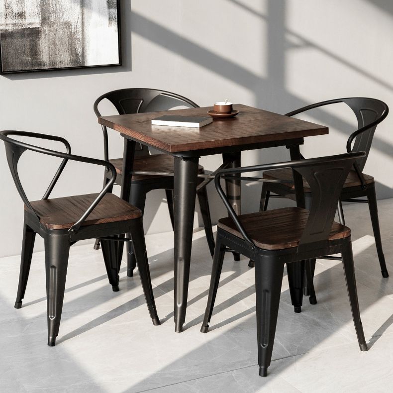 Industrial 4 Legs Pedestal Dining Table Pine Table for Dining Room