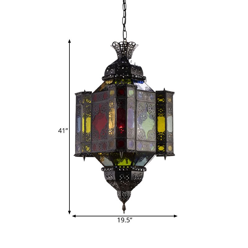 Black 8-Light Pendant Lighting Arab Style Metal Castle Chandelier Ceiling Lamp for Living Room