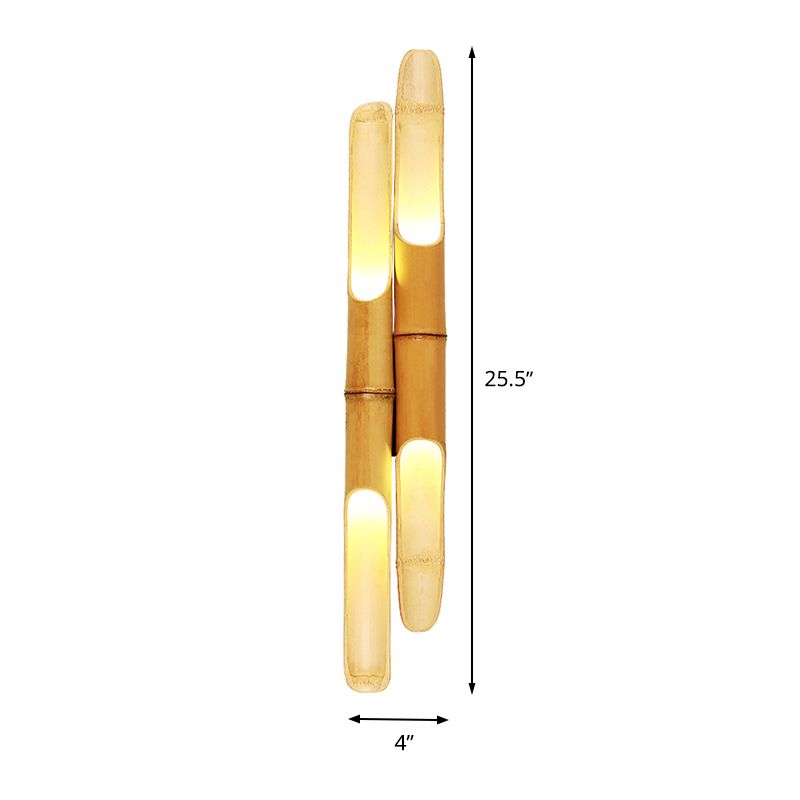 4 Bulbs Bedroom Wall Lighting Asia Beige Sconce Light Fixture with Cylinder Resin Shade