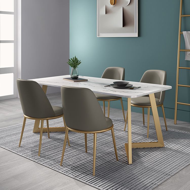 Sala da pranzo in pietra sinterizzata fissata set con mobili per sala da pranzo a 4 gambe metalliche per casa