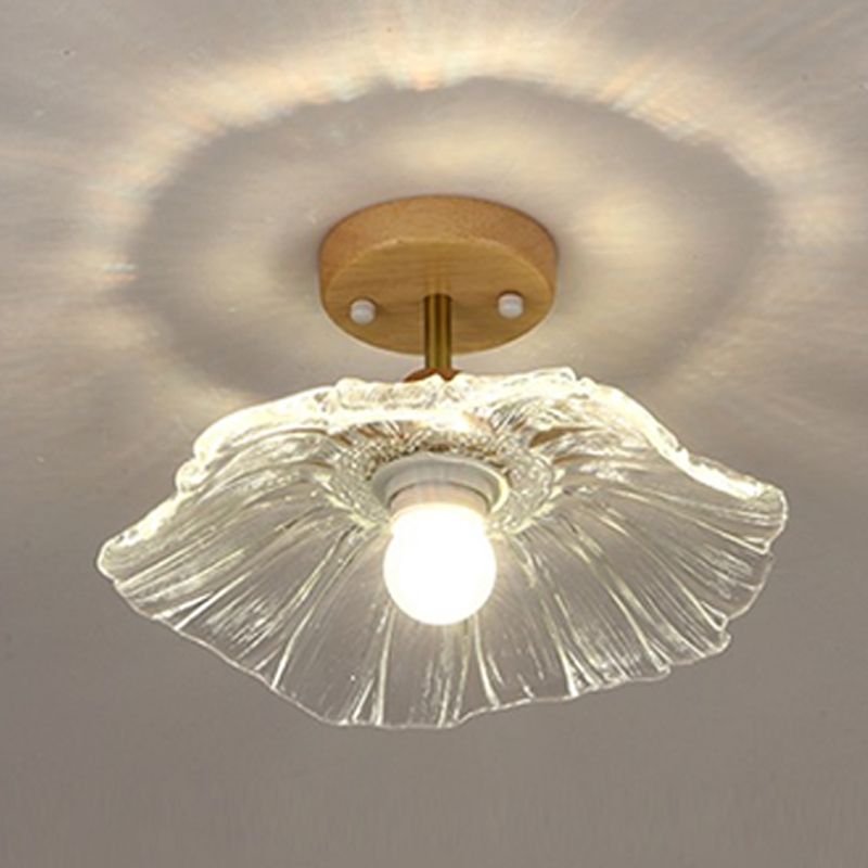 Nordic Style Ceiling Light Lotus Leaf Shape Ceiling Lamp with Glass Shade for Bedroom
