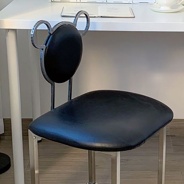 Upholstered Armless Chair Modern Style Dining Chair with Chrome Base