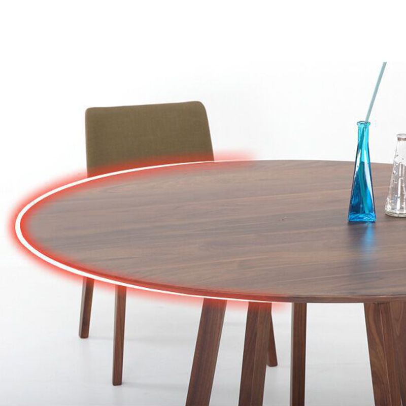 Mesa de comedor de madera maciza de estilo moderno Mesa redonda marrón con base de pedestal para el hogar