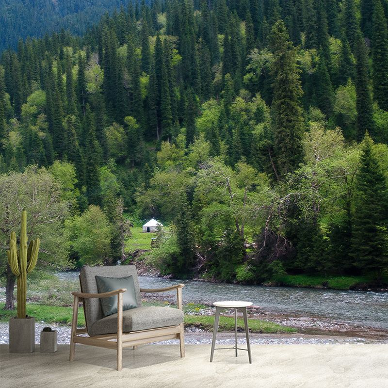 Pine Forest View Murals for Sleeping Room Home Decor, Moisture Resistant