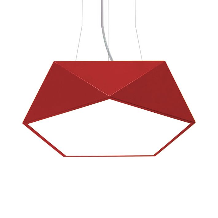 Pentagon Pendant Lighting Contemporary Metal 16.5"/20.5"/24.5" Wide Led White/Black/Yellow Ceiling Lamp Fixture with White Acrylic Diffuser