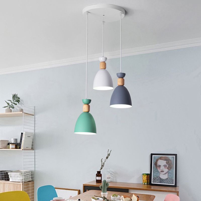 Wit gearceerde verlichting hanger Noordse stijl metalen hanger verlichtingsarmatuur voor eetkamer