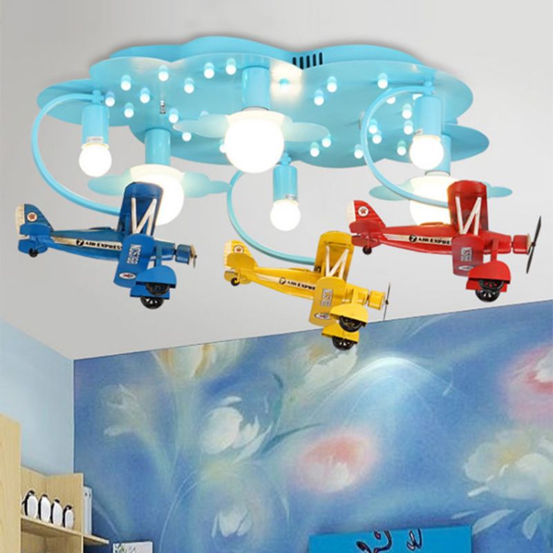 Modern Vivid Glider Ceiling Light 6 Lumières Metal Semi-Flush Mount Light for Baby Bedroom
