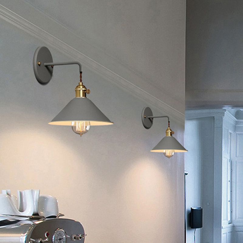 1 Light Metal Wall Mounted Light Fixture Modern Cone Wall Sconce Lighting for Dining Room