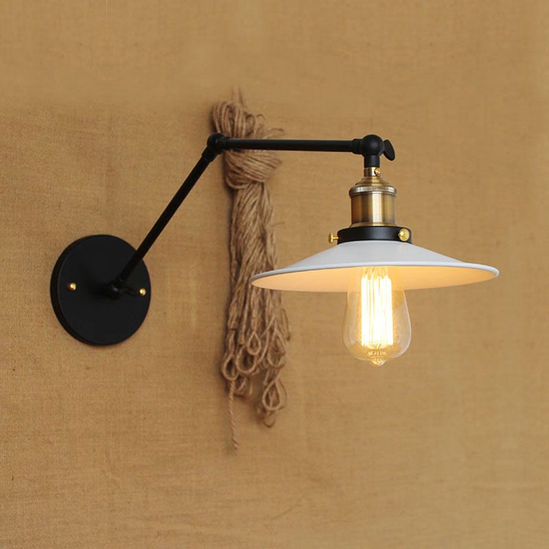 Industrielle Scheune Schwung Arm Saftleuchten Metall 1-Licht-Wandlampe in Chrom und Schwarz