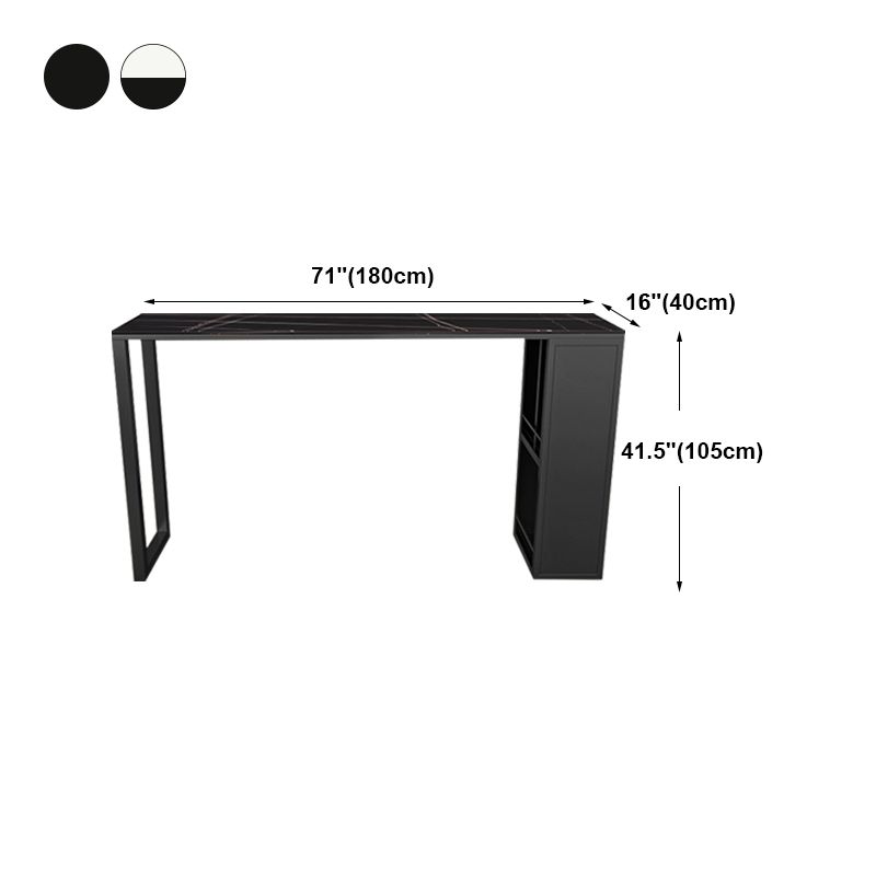 Mesa de altura de la altura de la barra de cocina Mesa de pub rectangular moderno con almacenamiento de vino