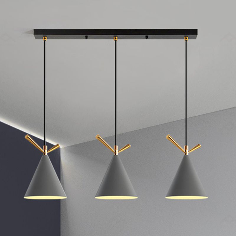 Modern Cone Shade Island Pendant Light 3-Light Ceiling Light with Metal Shade