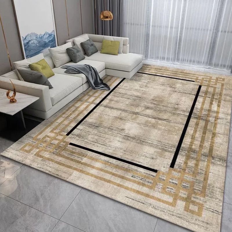 Gray Modern Carpet Polyester Striped Carpet Washable Area Carpet for Living Room