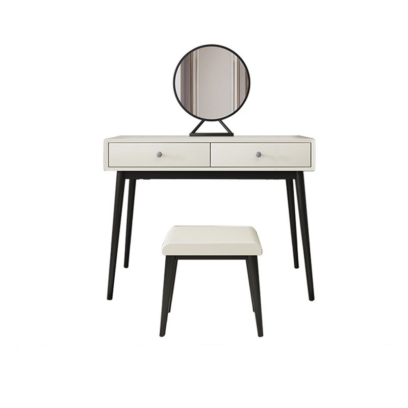 Wood White Makeup Table with 2 Drawers 15.74" Wide Vanity Tables for Bedroom