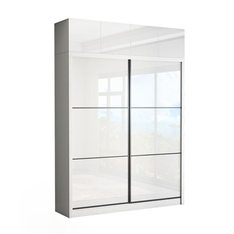 White High Gloss Wardrobe Armoire Modern Engineered Wood Wardrobe