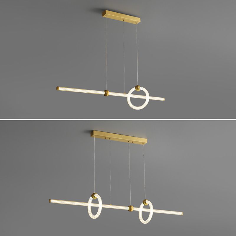Minimalismo moderno Gold Linear Island Accensione a sospensione LED LED ACRILICO AFFICIO DI ACCOLO PER TAVOLO DELLA PESA