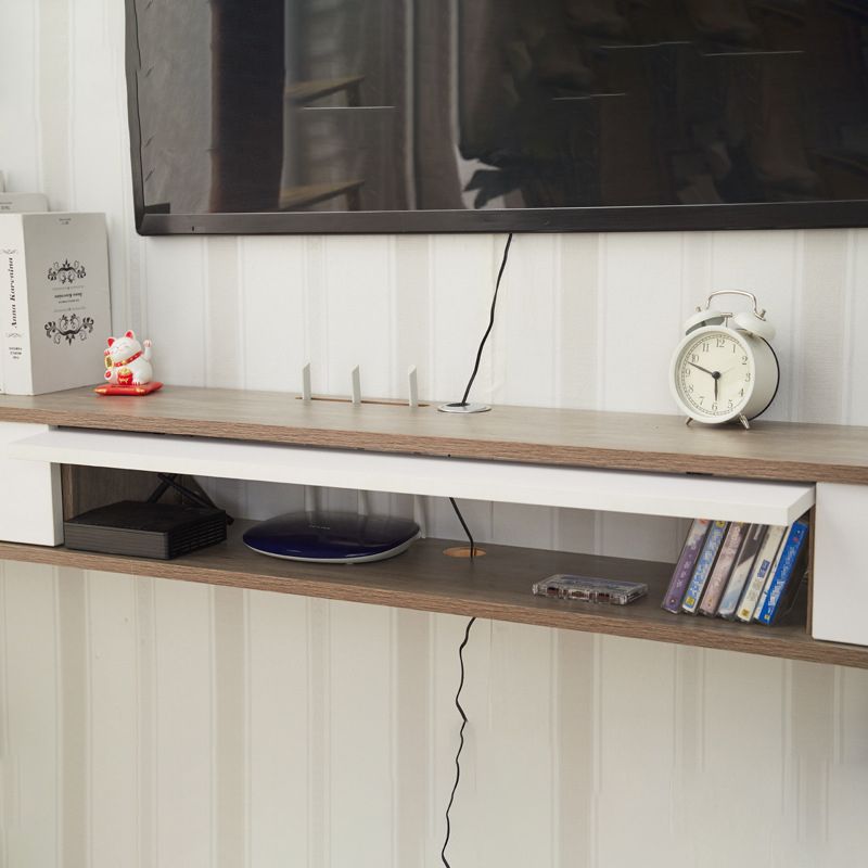 Contemporary Style Wood TV Stand Floating Cable Management TV Console