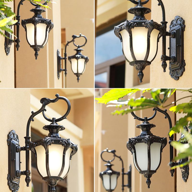 Opaline Glass Bell Wall Mount Lighting Retro Style 1-Bulb Patio Wall Sconce Light Fixture