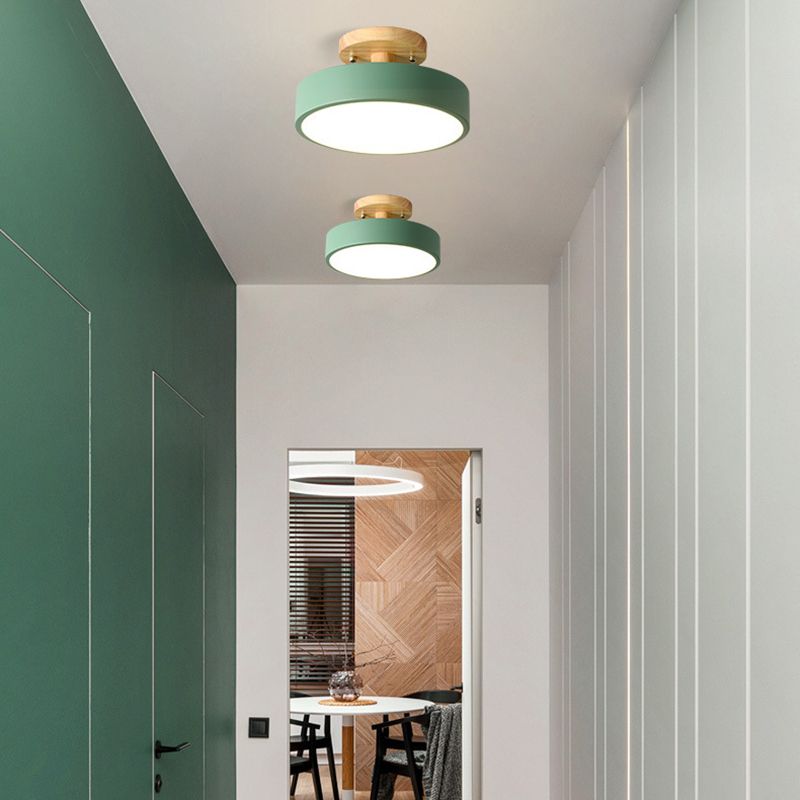 1 Light Cylindrical Ceiling Light Modern Macaron Style Metal Ceiling Lighting for Bedroom