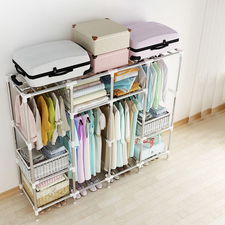 Modern Coat Rack Metal Framed Hanging Rail and Storage Shelving Hall Tree