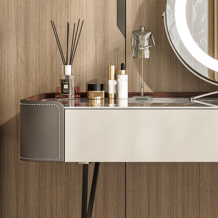 Dresser Makeup Counter With 2 Storage Drawers and Stool for Bedroom