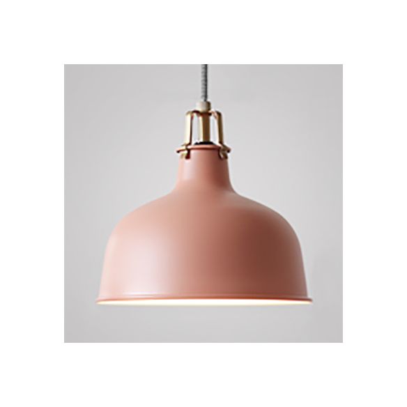 8,5 "/13" W gewölbte Metallanhänger Beleuchtung Industrial Style 1 Light Ess Room Hanging Lamp mit verstellbarer Kabel in Grau/Rosa
