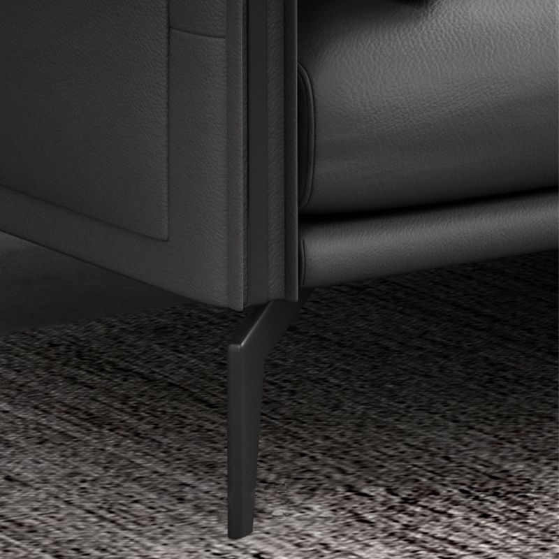 Black Upholstered with Pillow Back Against Leather/leather Seat