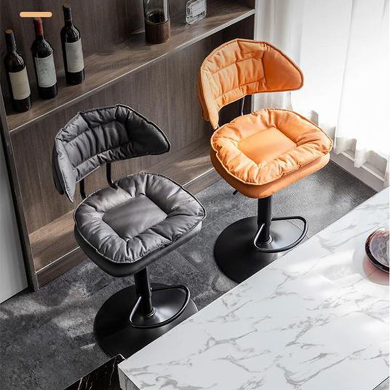 Scandinavian Metal Barstool Adjustable Low Back Leather Barstools in Matte Finish