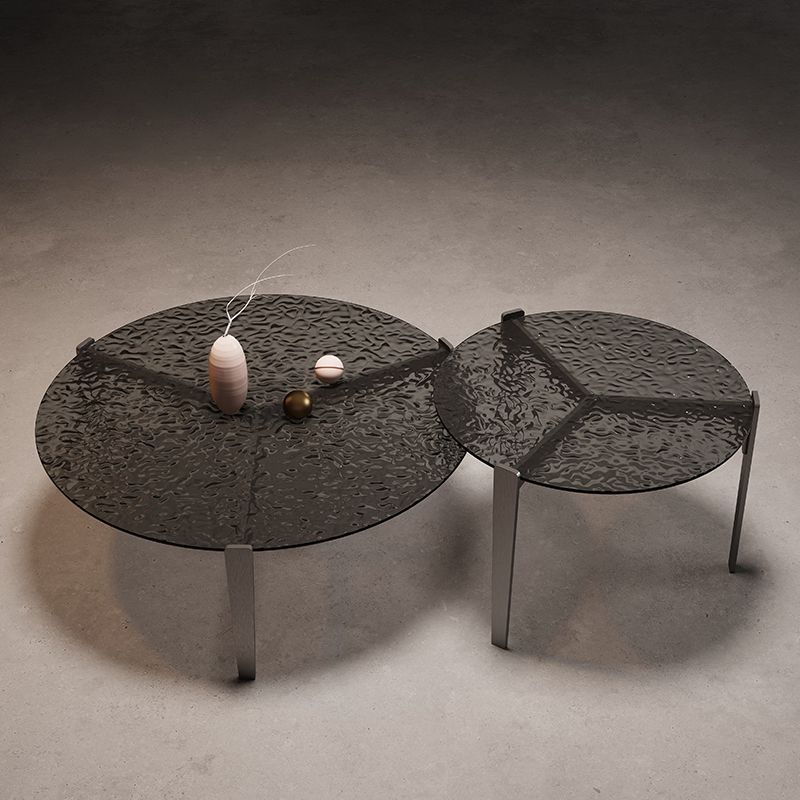 Contemporary Cocktail Table 3 Legs Glass Coffee Cocktail Table