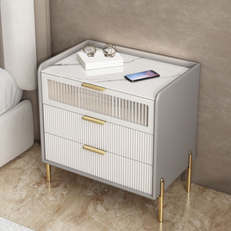 Wood Nightstand 16" Wide Bed Nightstand with Draewrs and Legs
