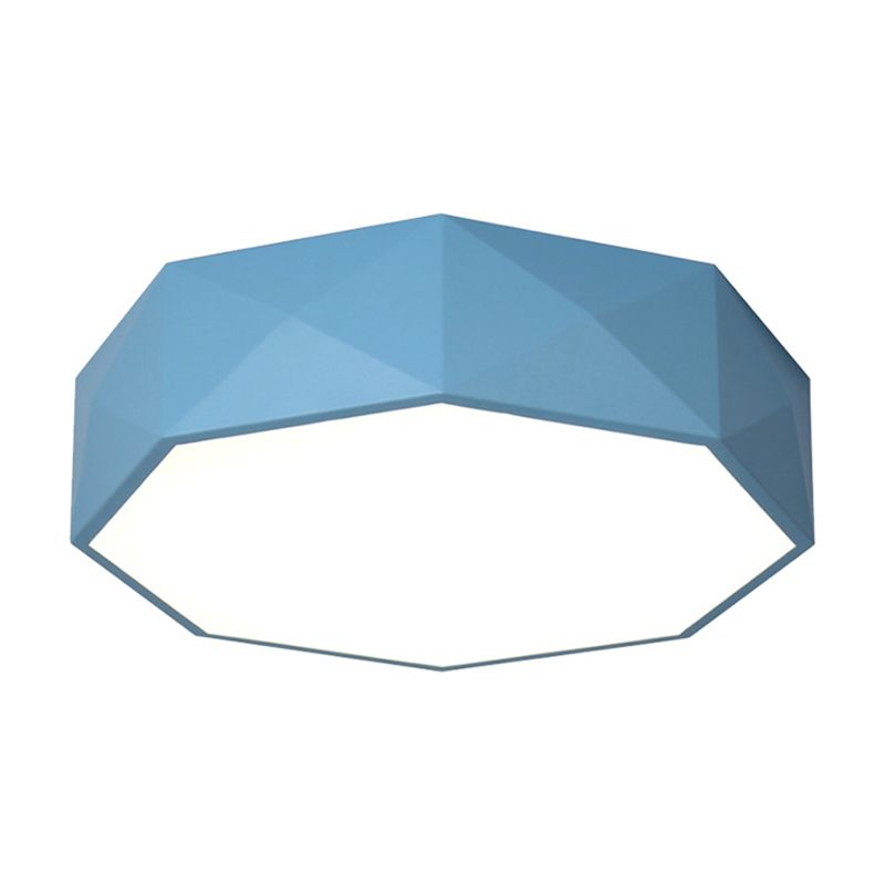 16"/20" Dia Pink/Yellow/Blue/Green Hexagon Ceiling Light Macaron Acrylic LED Flush Mount Light in Third Gear/Warm/White Light for Girls Bedroom