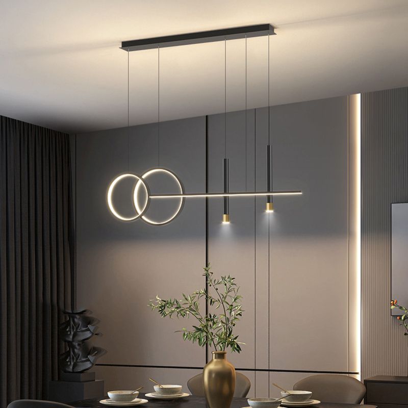 5-Light Modernism Golden/Black Island Lighting LED Ceiling Light for Kitchen
