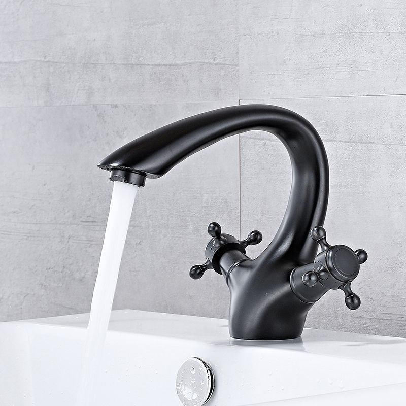 Bathroom Vessel Faucet Double Cross Handle Low Arc Industrial Sink Faucet