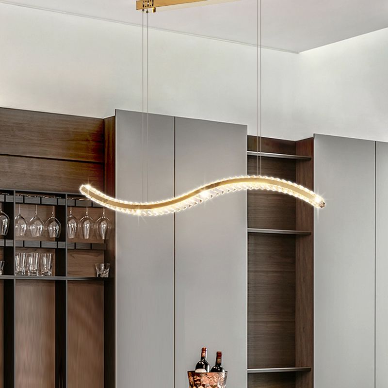 K9 Crystal Wavy Lighting a sospensione Simplicità Luce del soffitto dell'isola a LED per sala da pranzo