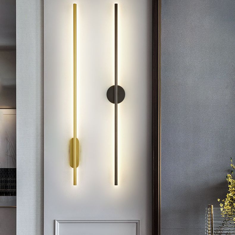 Modern Minimalist Linear Wall Mounted Light Fixture Silica Gel Wall Lighting Ideas In Gold Finish