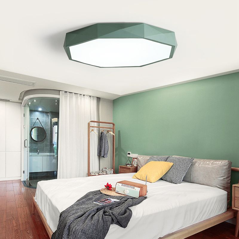 Geometría acrílica LED integrado Sala de estar moderna y sencilla lámpara de techo de hierro Macaron